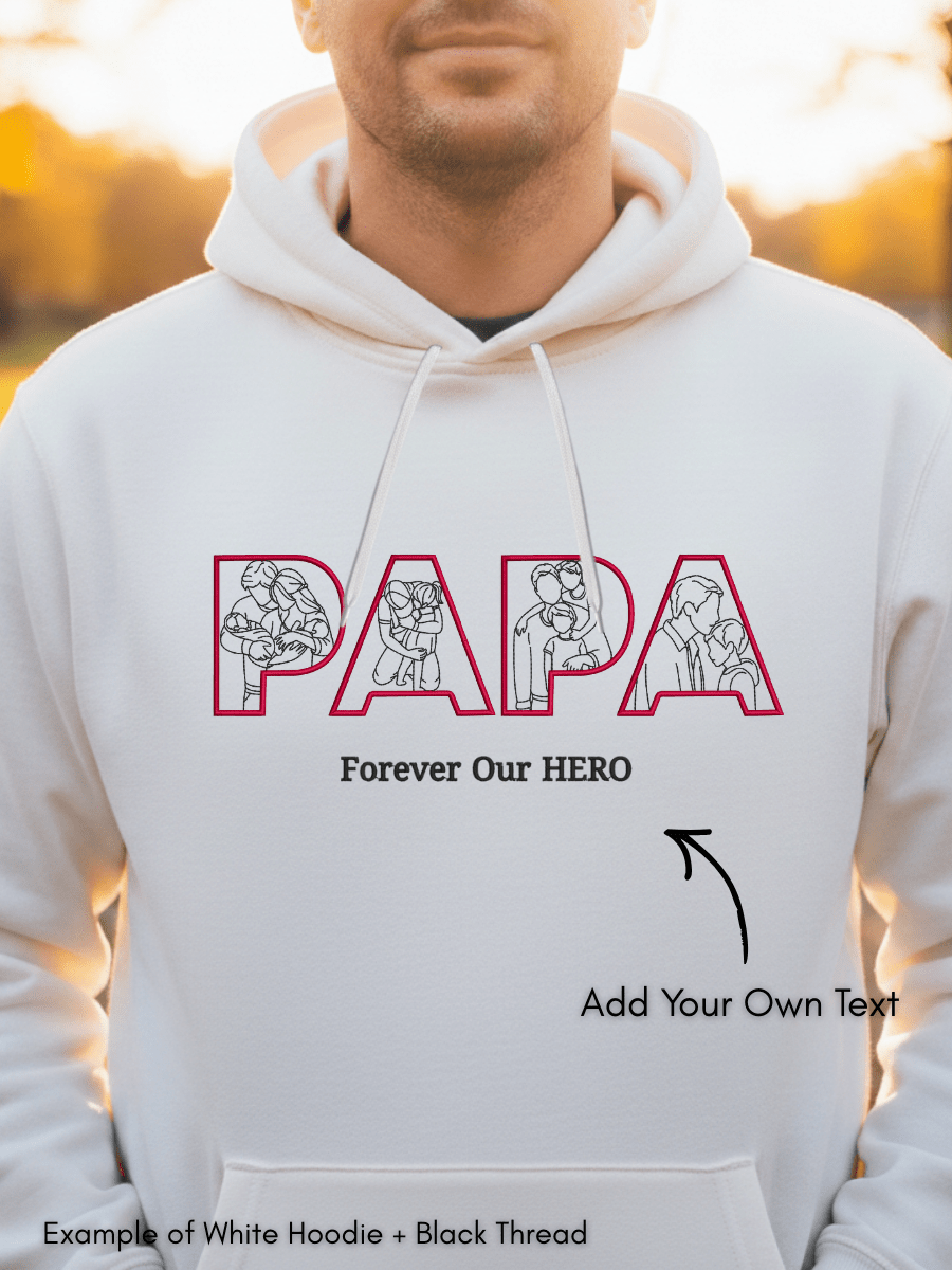 Papa Custom Embroidered Photo Hoodie