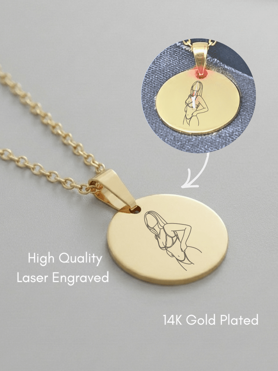 Spicy Custom Engraved Photo Circle Necklace