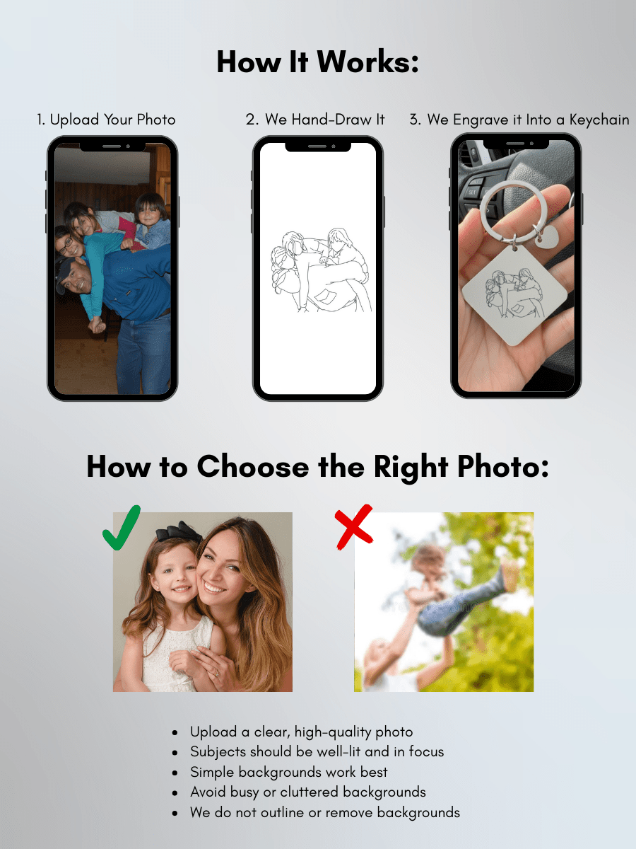 Dad Custom Engraved Photo Keychain