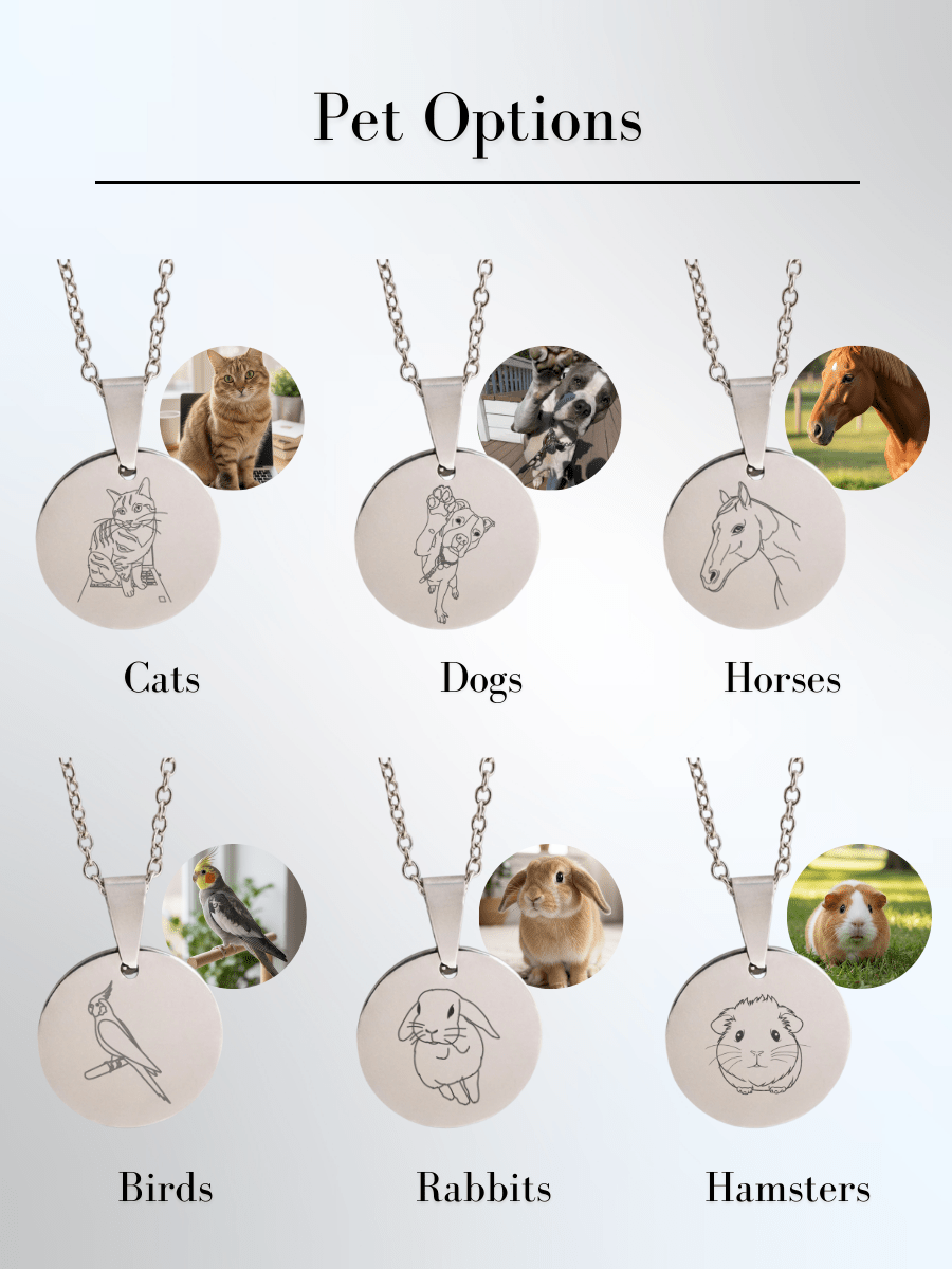 Pet Photo Engraved Circle Necklace
