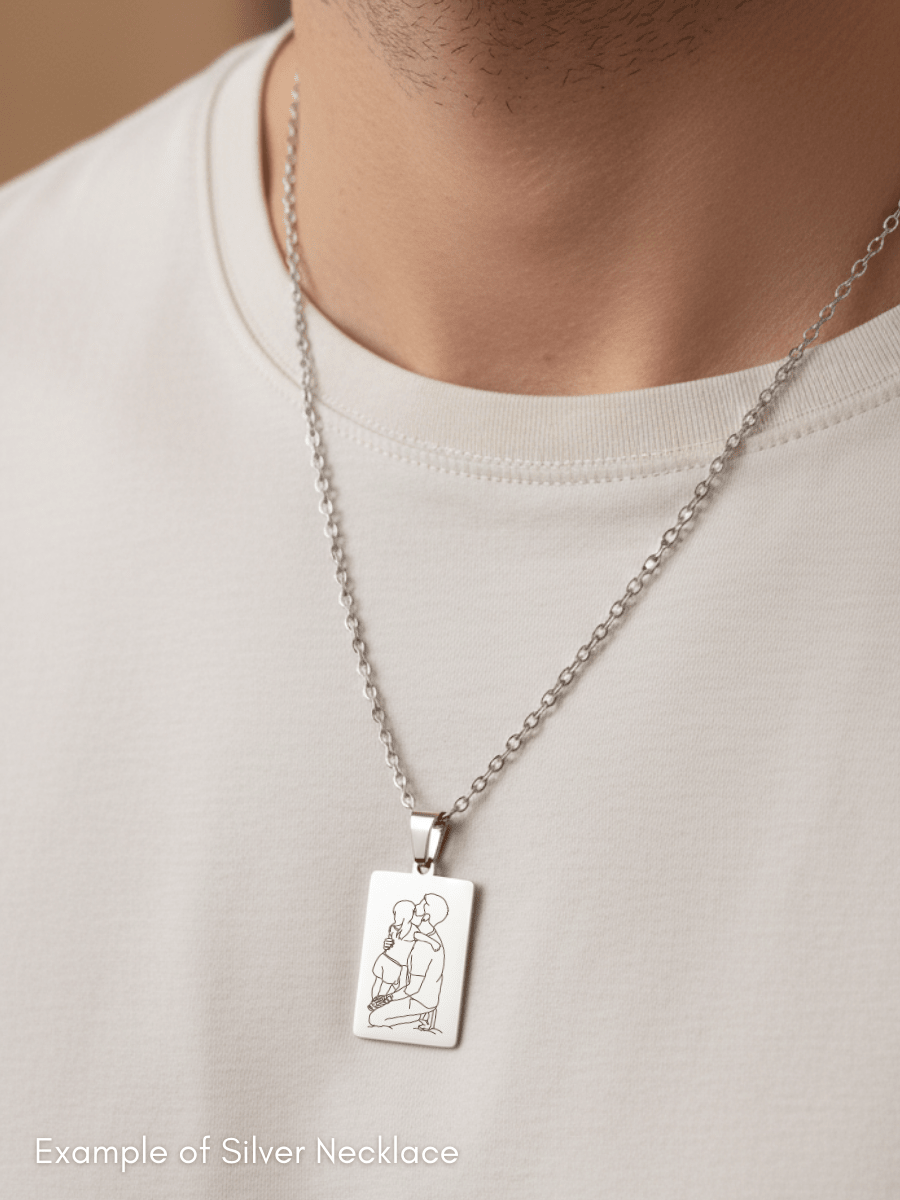 Dad Custom Engraved Photo Tag Necklace