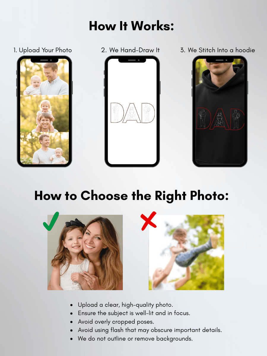 Dad Custom Embroidered Photo Hoodie
