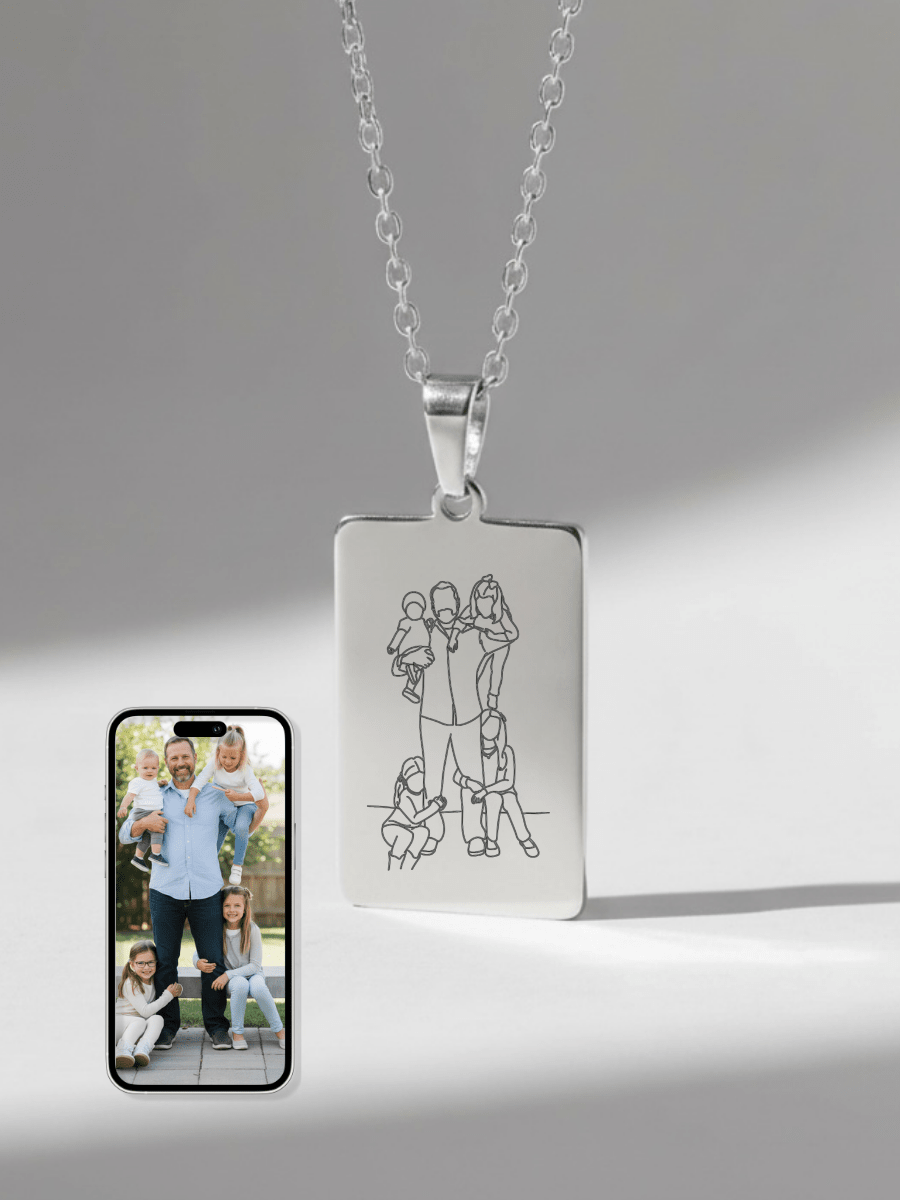 Dad Custom Engraved Photo Tag Necklace
