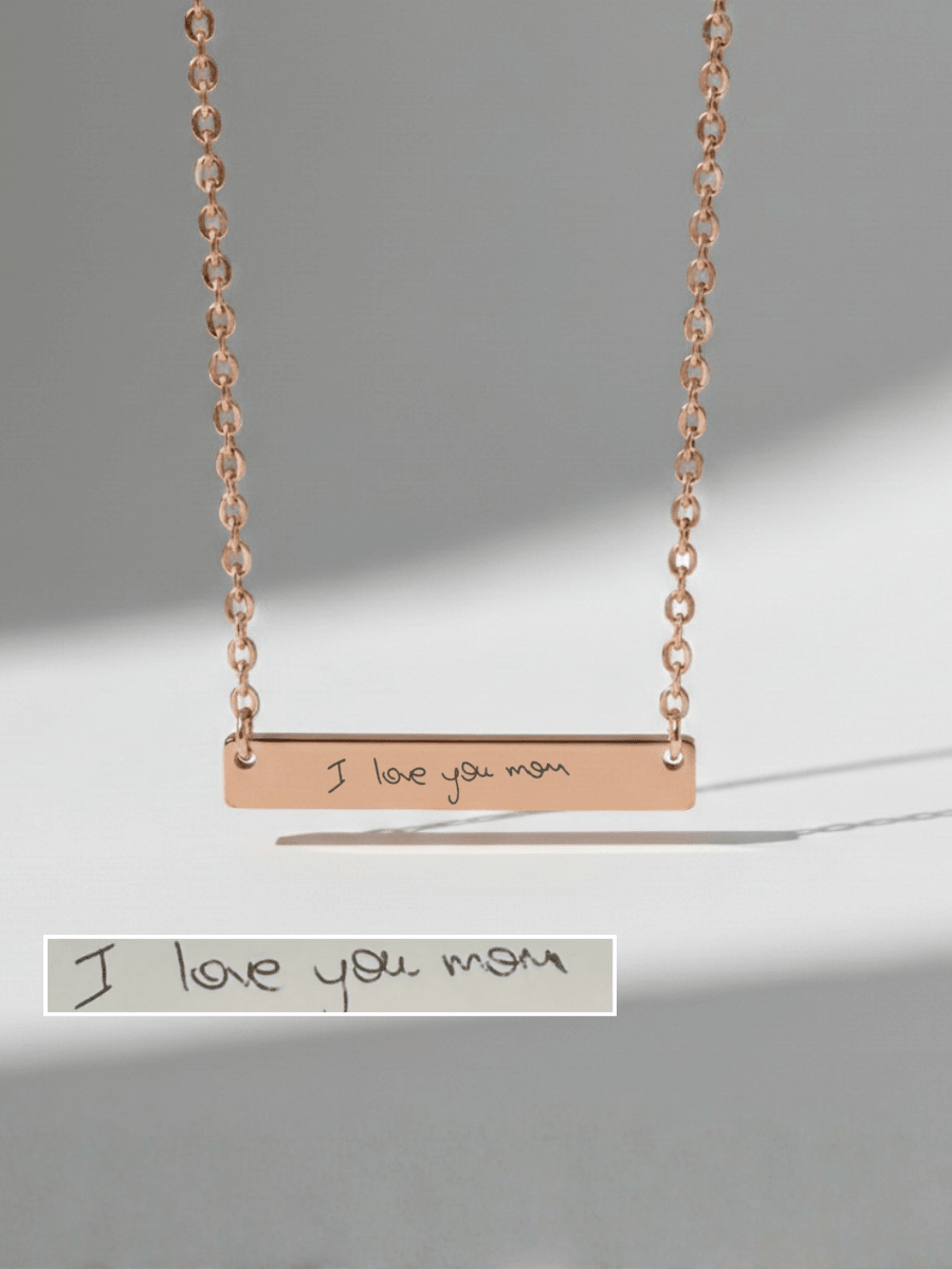 Mom Custom Engraved Text Bar Necklace