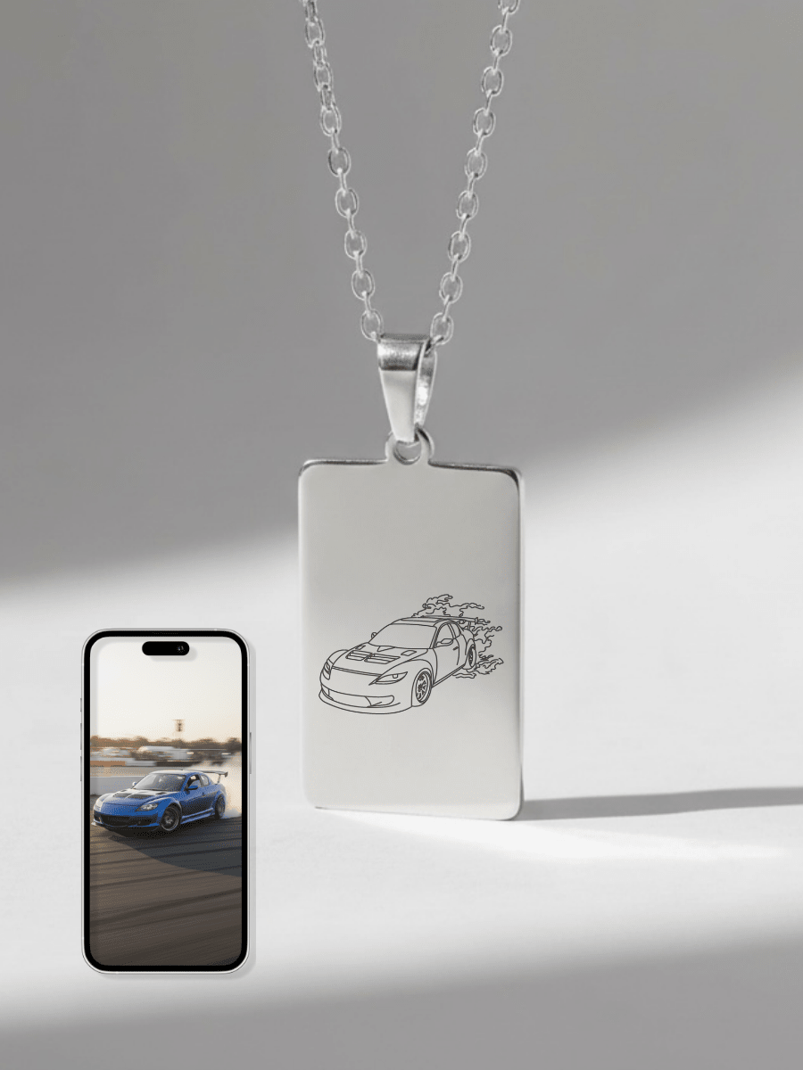 Automobile Custom Engraved Photo Tag Necklace