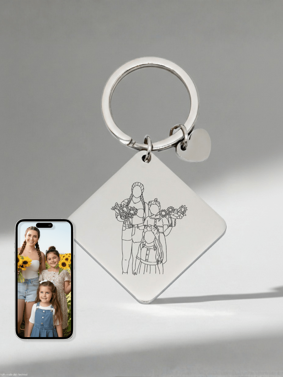 Mom Custom Engraved Photo Keychain