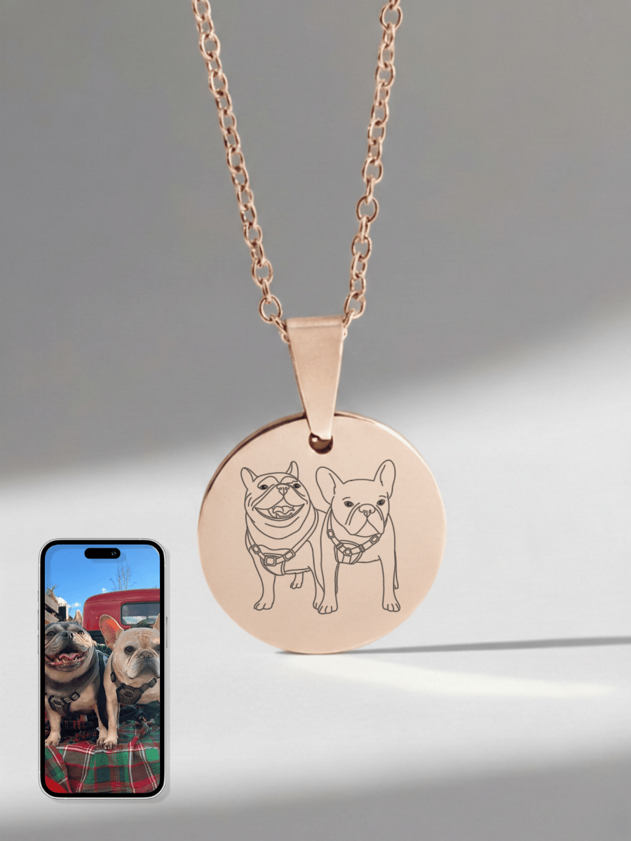 Pet Photo Engraved Circle Necklace