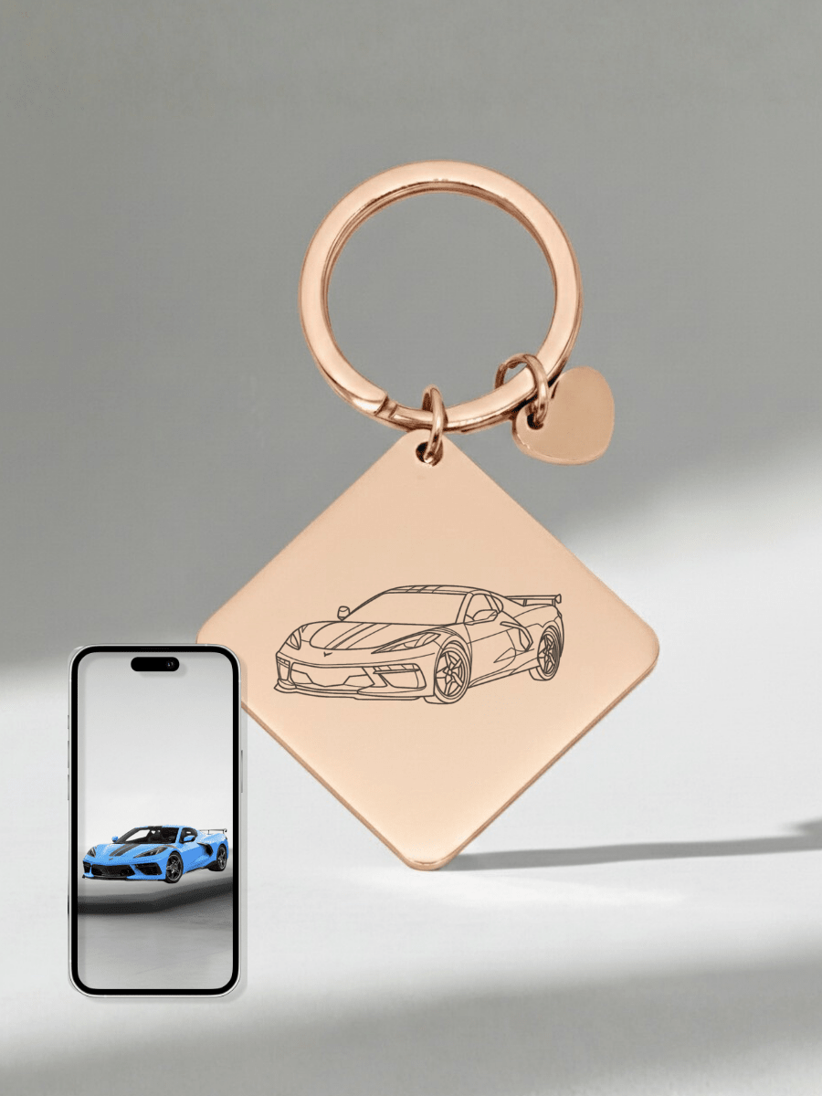 Automobile Custom Engraved Photo Keychain