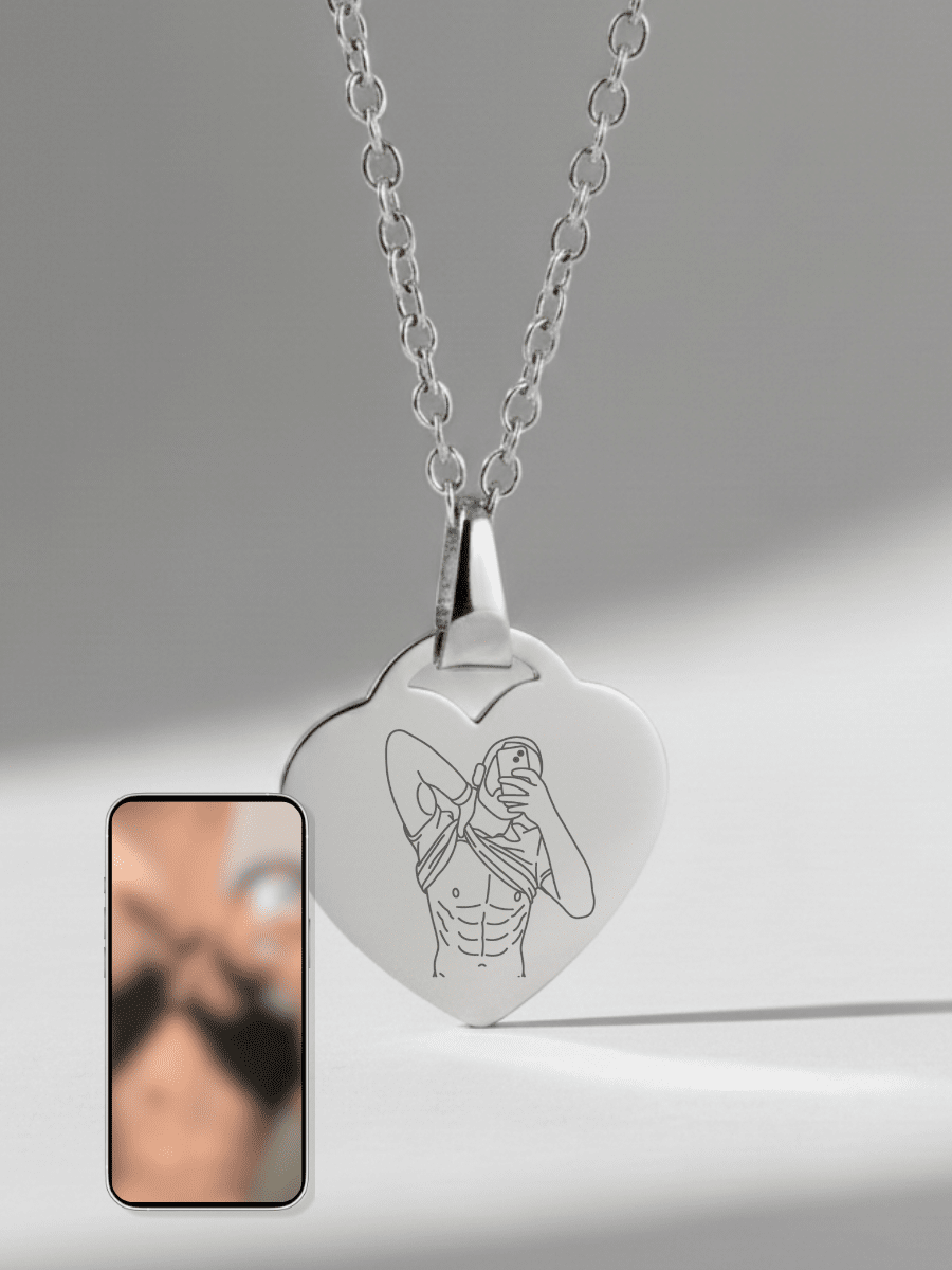 Spicy Custom Engraved Photo Heart Necklace