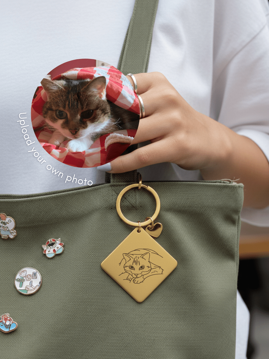 Pet Photo Engraved Keychain