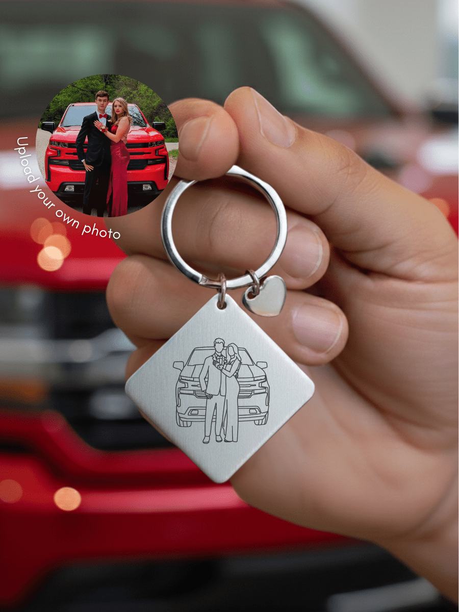 Automobile Custom Engraved Photo Keychain