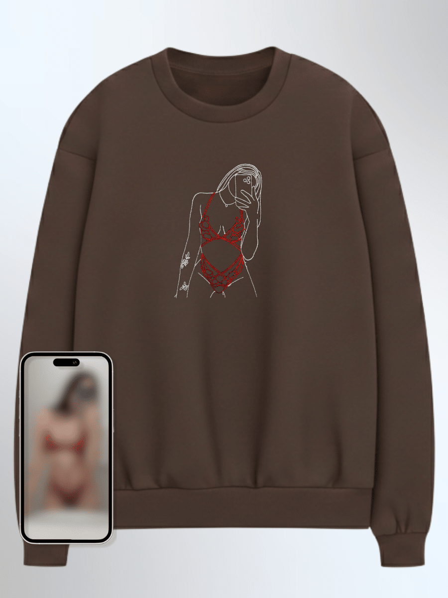 Spicy Custom Embroidered Photo Sweatshirt