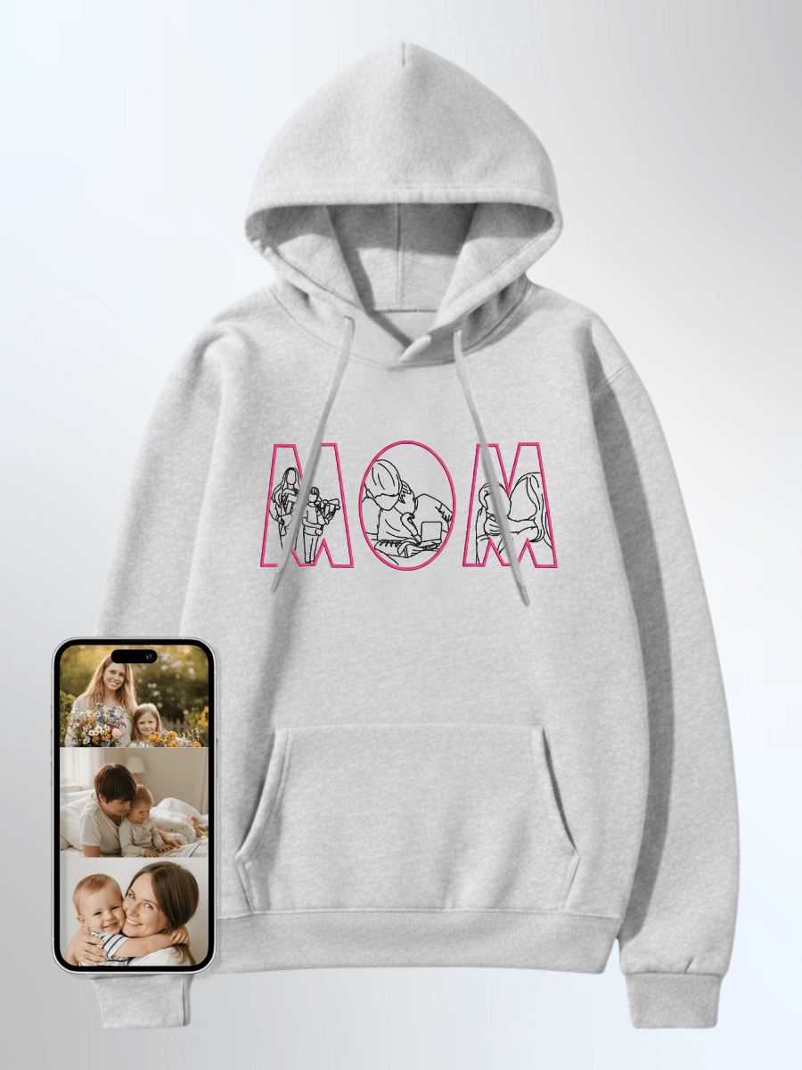 Mom Custom Embroidered Photo Hoodie