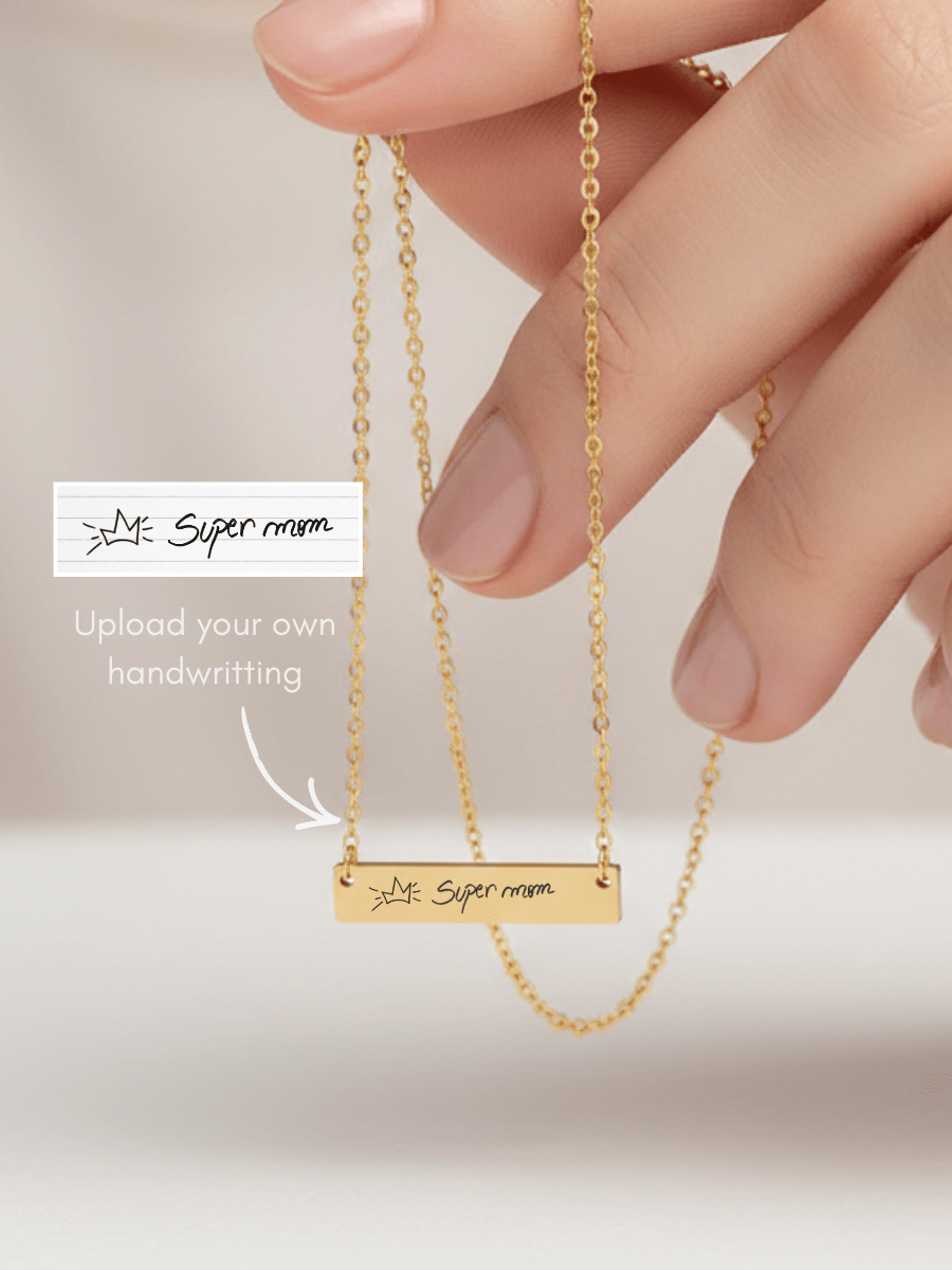 Mom Custom Engraved Text Bar Necklace