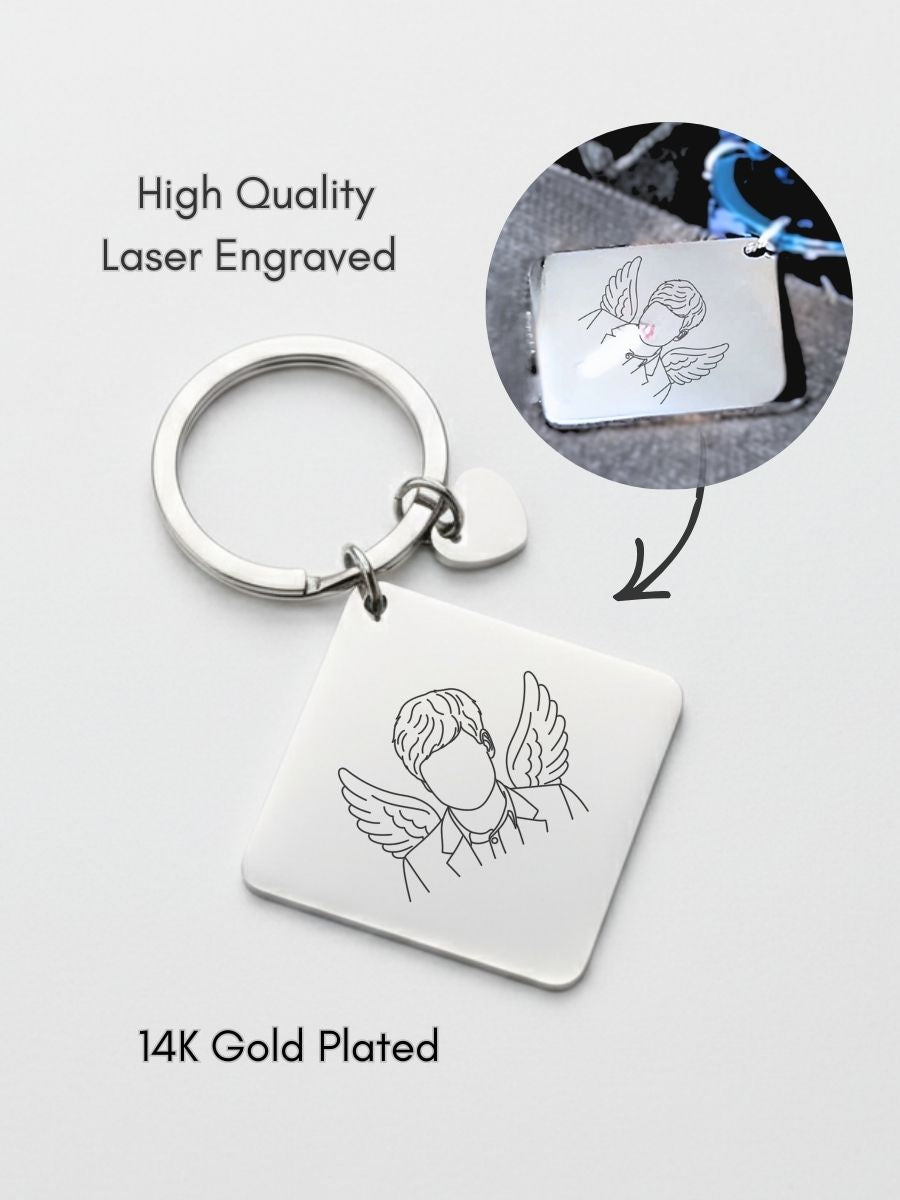 Memorial Custom Engraved Photo Keychain