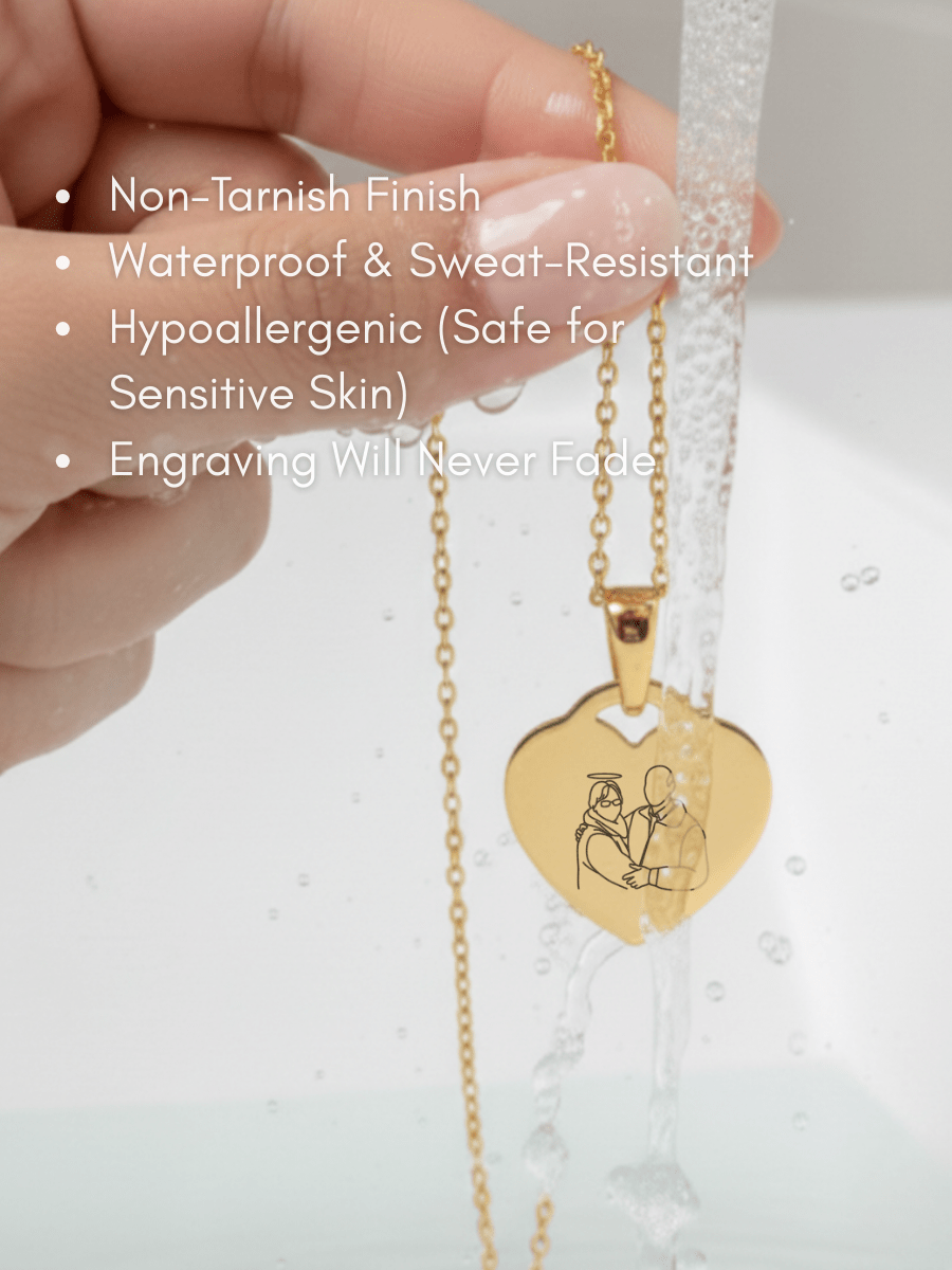 Memorial Custom Engraved Photo Heart Necklace