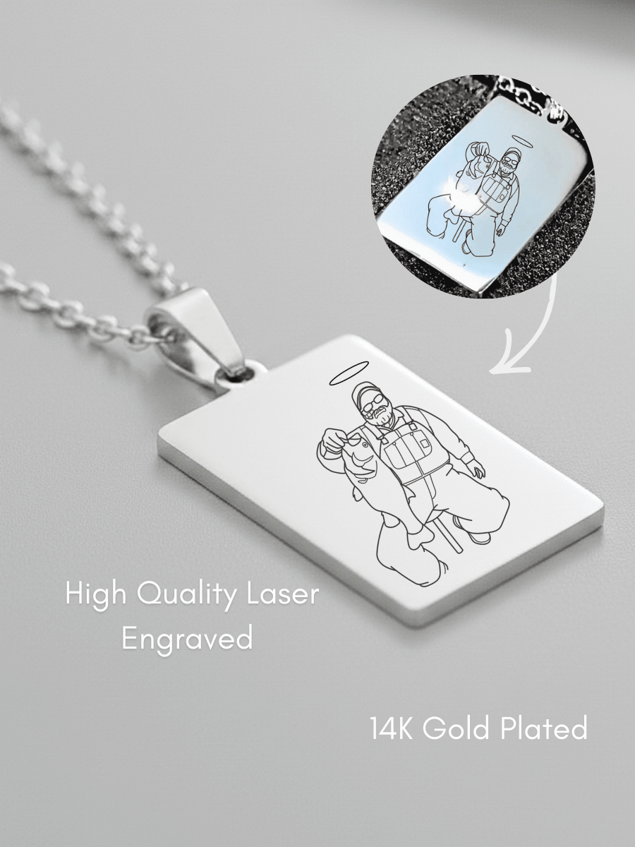 Memorial Custom Engraved Photo Tag Necklace