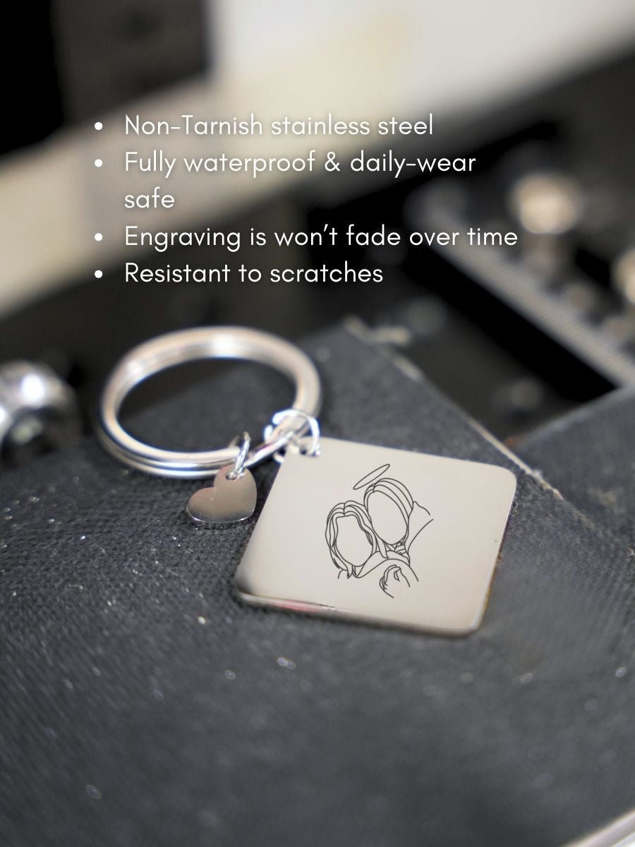 Memorial Custom Engraved Photo Keychain