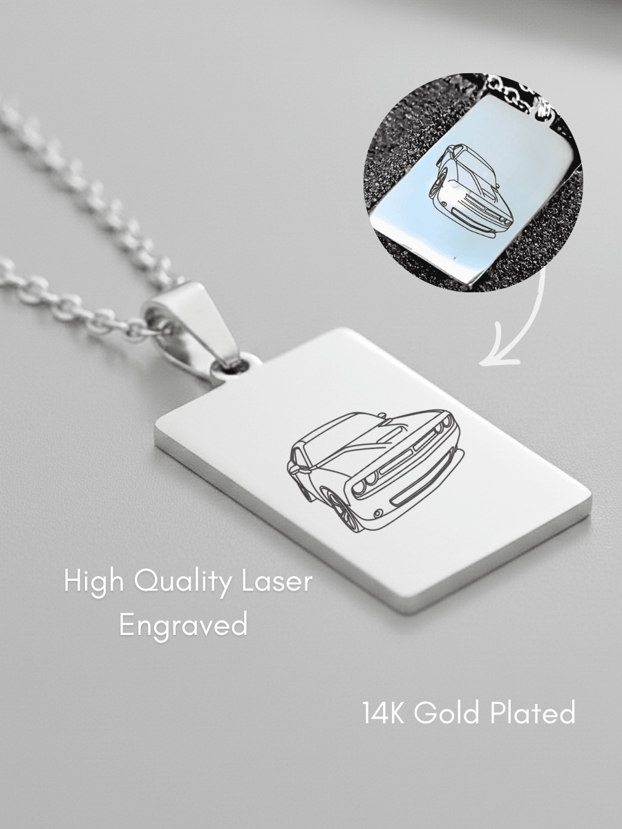 Automobile Custom Engraved Photo Tag Necklace