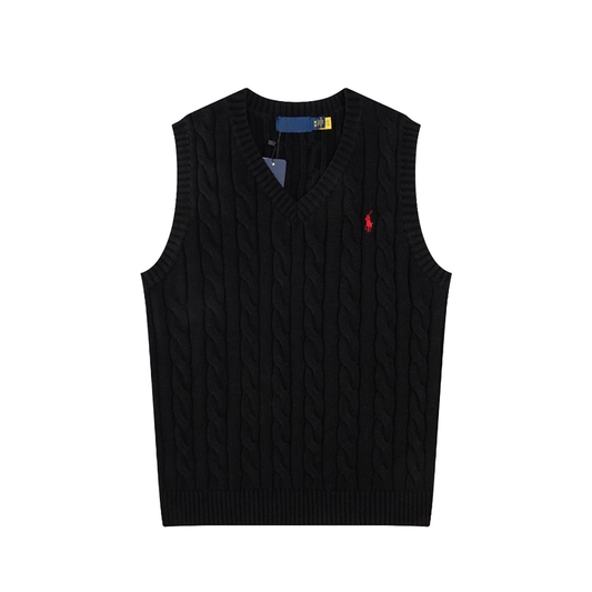 Ralph Lauren Unisex Cable‑Knit Sweater Vest Black