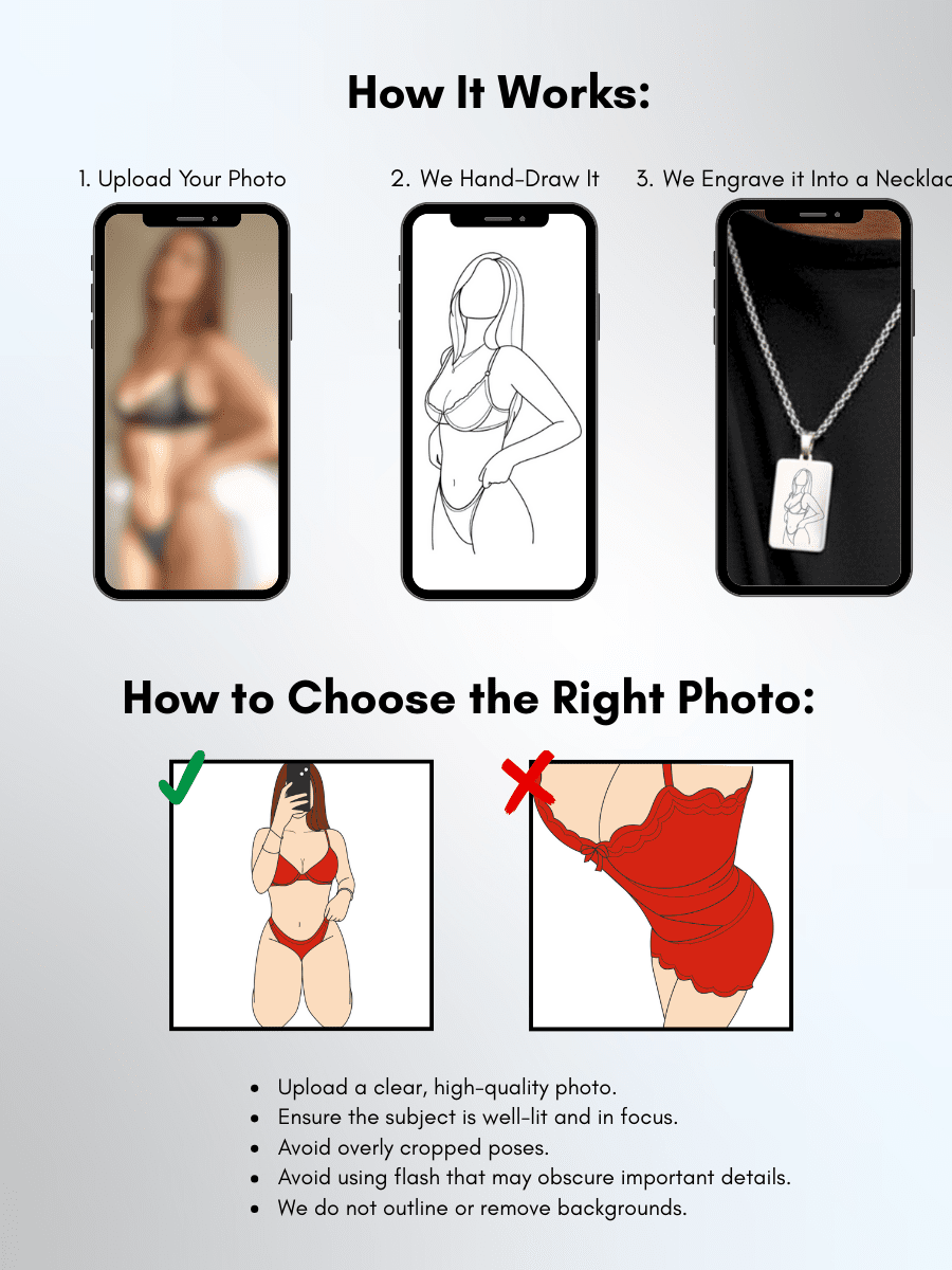 Spicy Custom Engraved Photo Tag Necklace